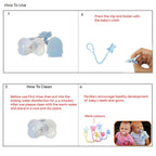 Safe-O-Kid-Baby Pacifier/Nipple With Chain And Clip, in cute Cartoon shape Helps In Preventing From Dust - (Blue) | Grocsy