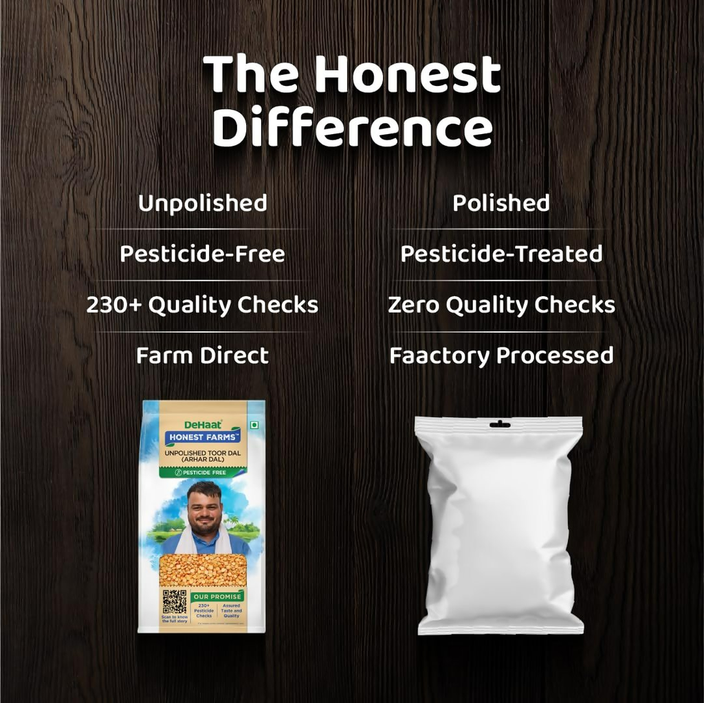 DeHaat Honest Farms Unpolished Toor Dal | Grocsy