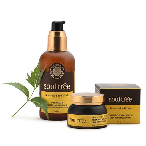 Soultree Nutgrass Face Wash & Anti-Wrinkle Cream Set | Grocsy