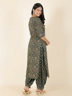 Aramya Green Soft Cotton Floral Print Straight Kurta Set for Women | Grocsy