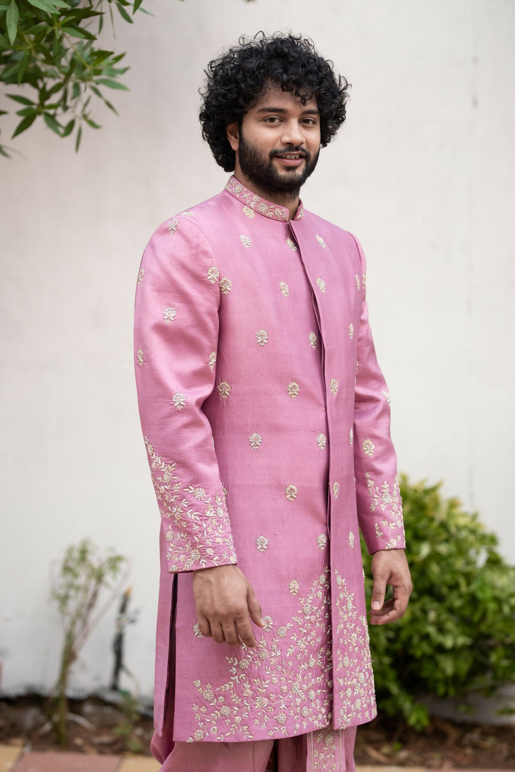 Purple Sherwani Set by Hilo Design | Grocsy