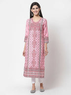 Myshka Women's Multi Printed Polyester Full Sleeve Round Neck Casual Kurta | Grocsy
