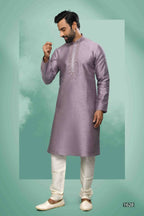 Raivat Ethnic Art Silk Mirror Embroidery Work Kurta Pajama In Lavender Colour | Grocsy