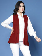 Women Winter Maroon Acrylic Cardigan - Wool Trees | Grocsy
