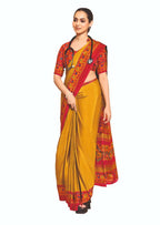 Joban Fashion Yellow Crepe Silk with Traditional Print Saree | Grocsy