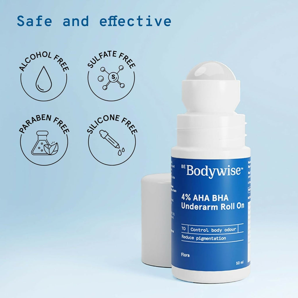 BeBodywise 4% AHA BHA Underarm Roll On For Reduce Pigmentation - Flora Fragrance | Grocsy