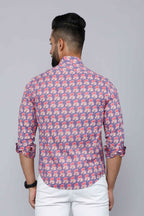 Miravan Men's Purple Floral Design Stylish Casual Cotton Shirt | Grocsy