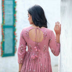 Partywear Designer Digital Printed Gajri Pure Maslin Gown - Anbazaar | Grocsy