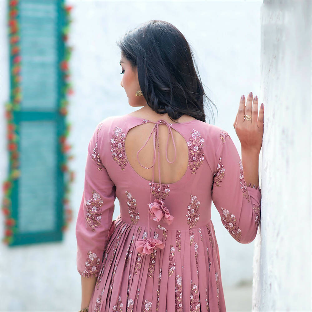 Partywear Designer Digital Printed Gajri Pure Maslin Gown - Anbazaar | Grocsy