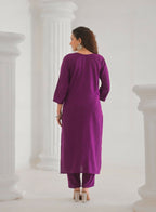 Festive Ethnic Viscose Rayon Purple Stitched Suit With Dupatta - Rashmika | Grocsy
