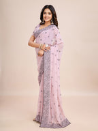 kasee Floral Embroidered Pure Chiffon Ready to Wear Saree | Grocsy