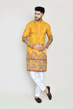 Joban Fashion White Colored Rayon Based With Digital & Sequence Work Fabric Kurta,Straight Fit Pant | Grocsy