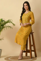 Joban Fashion Mustard Cotton Rayon Kurta Set | Grocsy