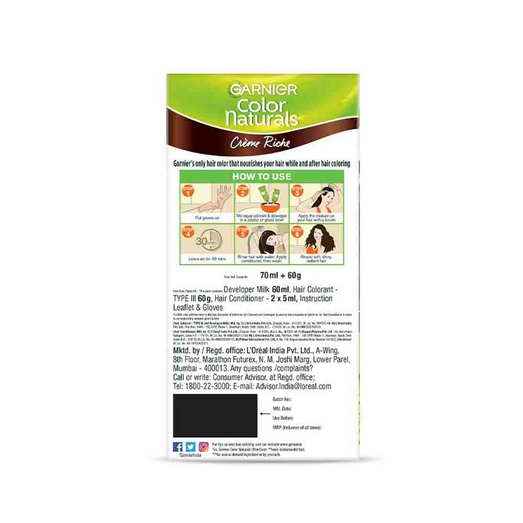Garnier Color Naturals Creme Riche Hair Color - Shade 5.32 Caramel Brown | Grocsy