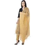 A R Silk Chanderi Piping Regular Dupatta Golden Color Dupatta or Chunni | Grocsy