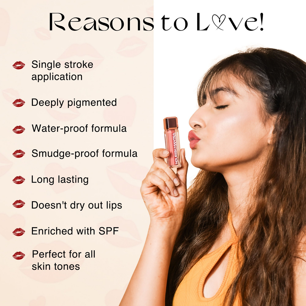 Nourish Mantra Liquid Lipstick Creamy Matte with SPF / Water Proof, Smudge Proof Shade-Jashn-e-gulab | Grocsy