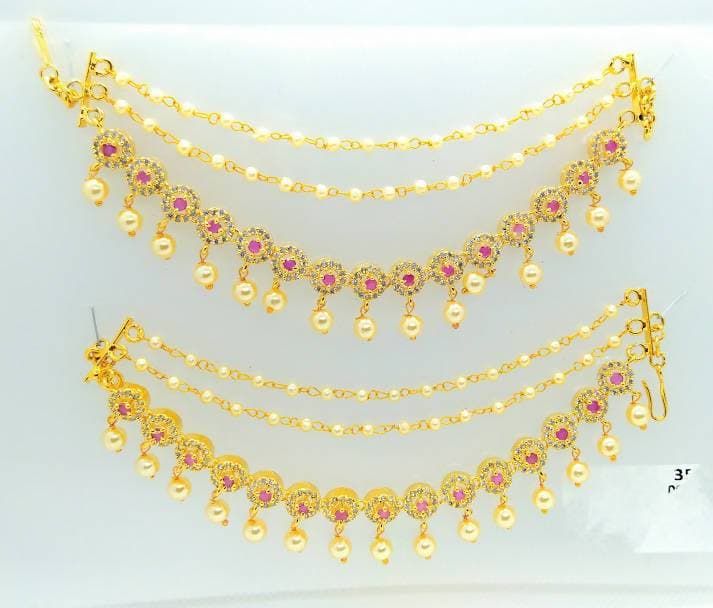 Ad Ruby Bridal Ear side chain Pair | Grocsy