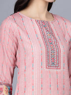 Myshka Women Pink Striped Kurta | Grocsy
