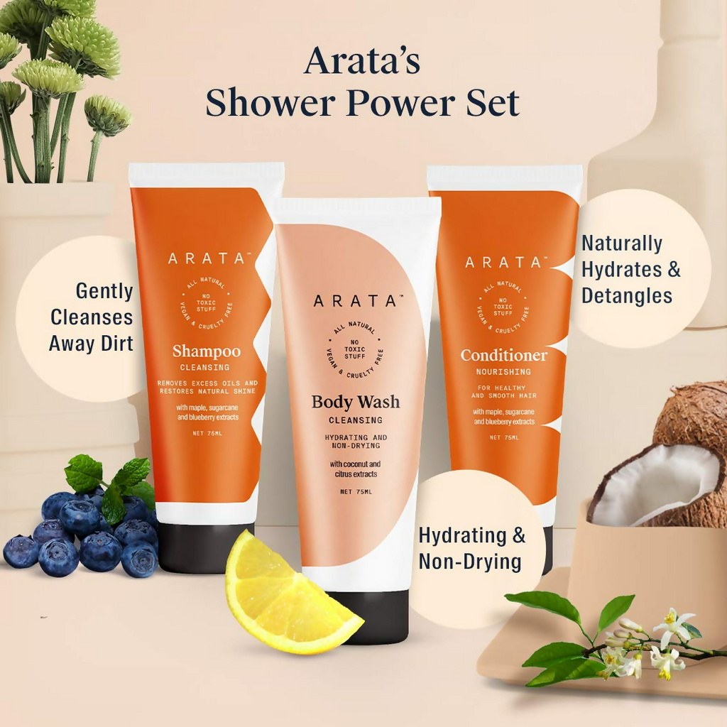 Arata Natural Oil Control Shower Power Set | Grocsy