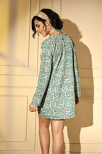 Turquoise Blue Platinum Creap Printed Co-Sets - Femella | Grocsy