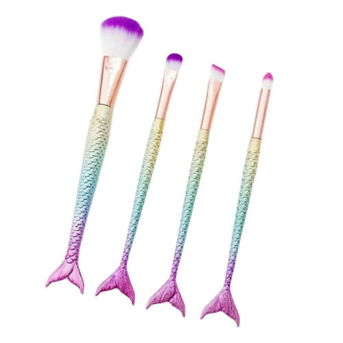 Favon Pack of 4 Professional Mermaid Shaped Makeup Brushes | Grocsy