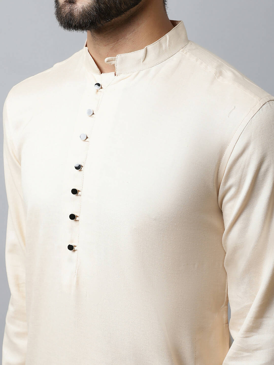 Even Apparels Cream Color Pure Cotton Men's Kurta With Side Placket (SLD1176) | Grocsy