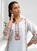 Joban Fashion Sky Blue Silk Embroidered Readymade Long Kurta With Pant | Grocsy