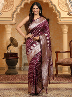 Shree Shyam Fashion Banarasi Silk Purple Saree | Grocsy