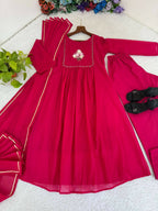 Teeya Creation Womens New Simply Wear Pure Mul Viscos Chanderi Cotton Red Gown Set | Grocsy