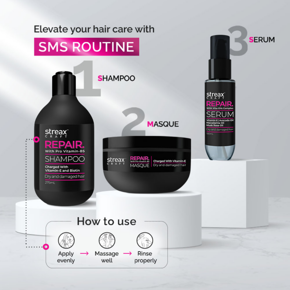 Streax Craft Repair Shampoo For Dry and Damaged Hair Repair With Pro Vitamin B-5 | Grocsy