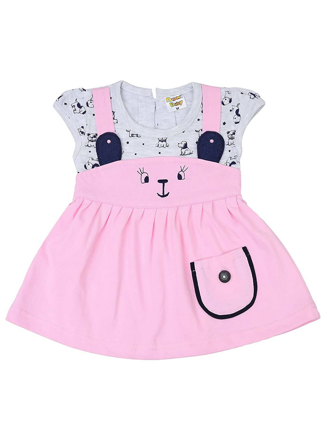 NammaBaby Baby Girl's A-Line Mini Frock Dress - Pink | Grocsy