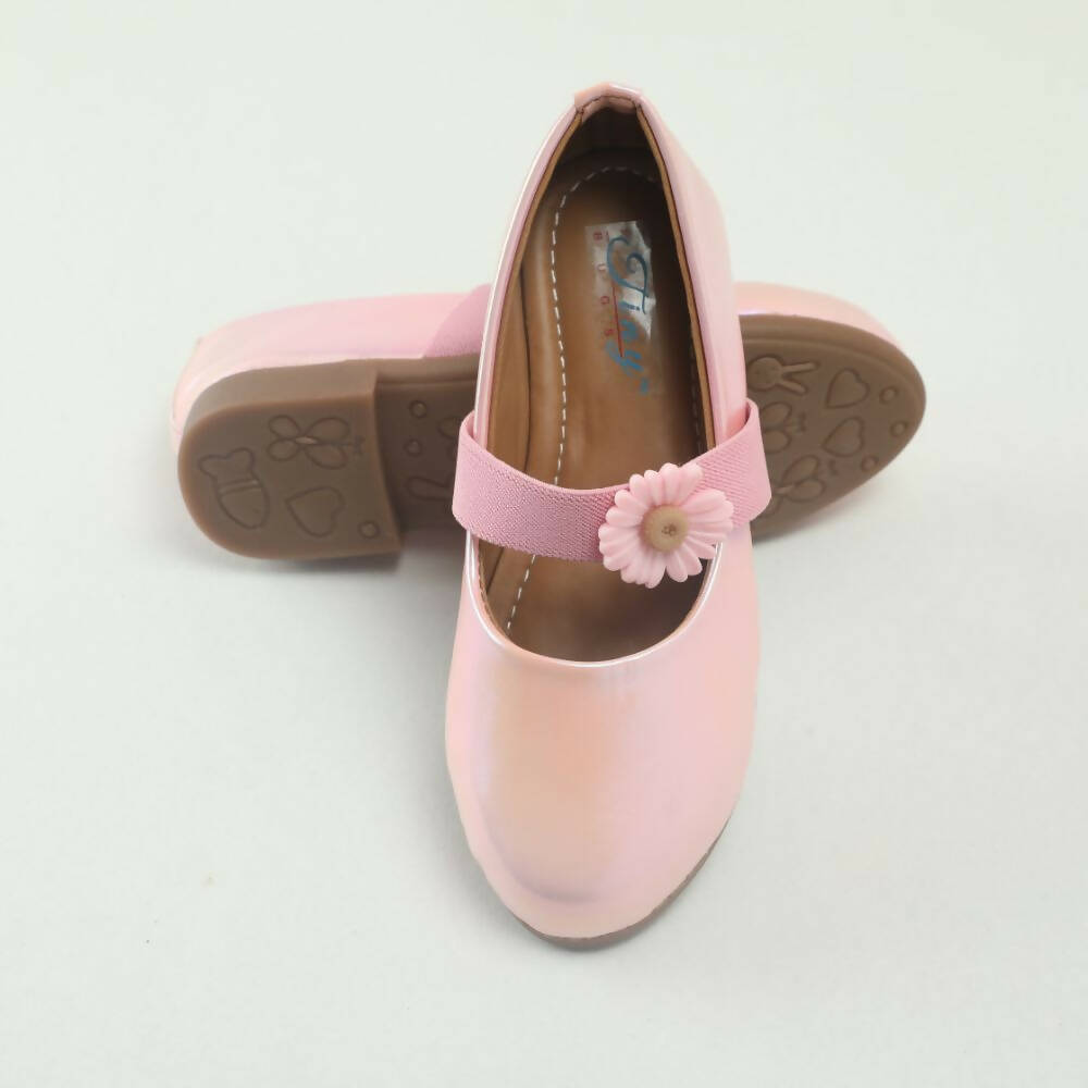 Tiny Bugs Girls Flower Embellished Ballerinas - Pink | Grocsy