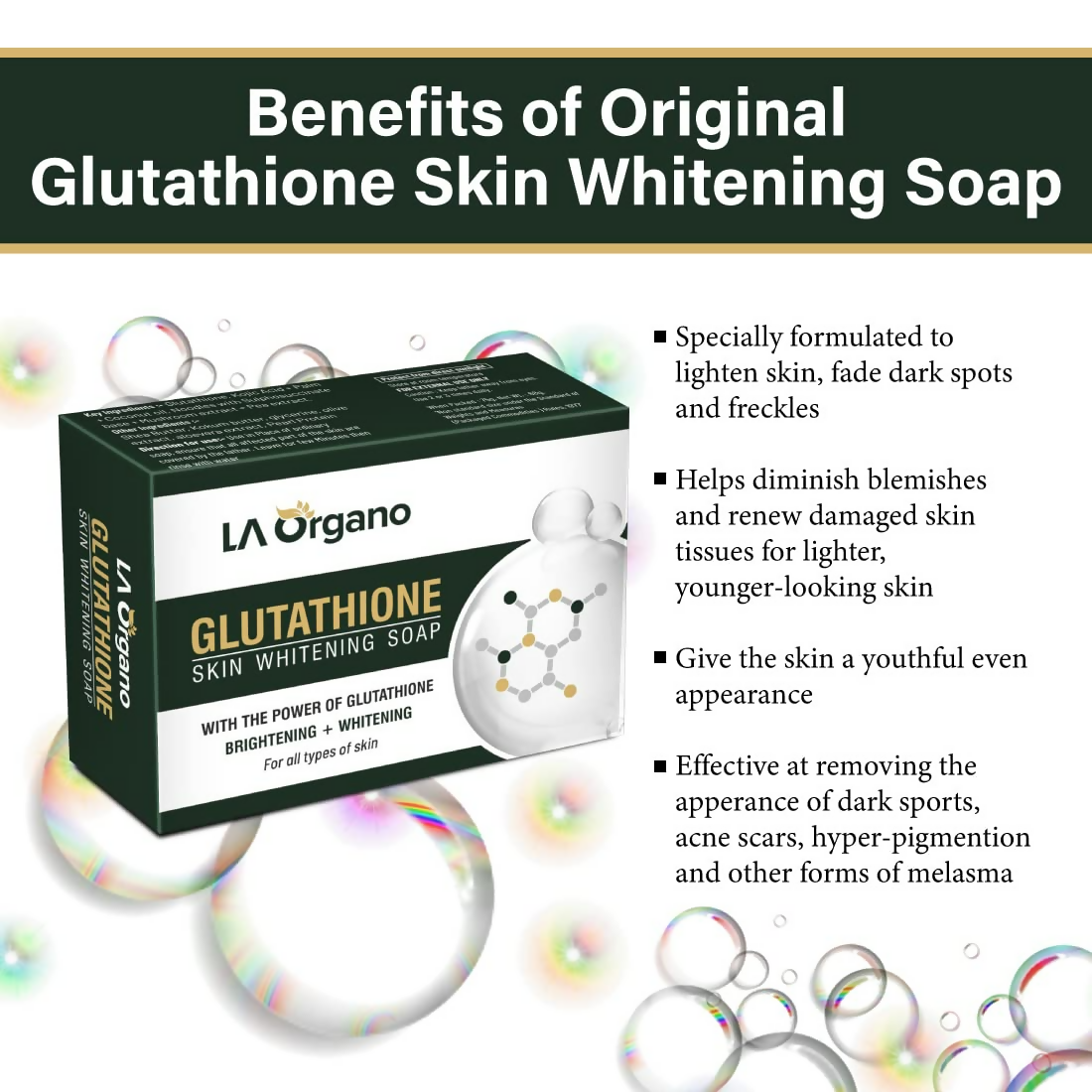 LA Organo Glutathione Skin Whitening Soap | Grocsy