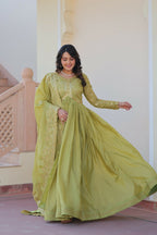 Joban Fashion Pista Crush Sequence Embroidery Work Kurta Set | Grocsy