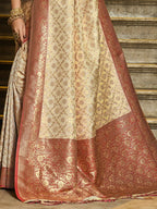 Shree Shyam Fashion Rajvastra Maroon Banarasi Silk Saree | Grocsy