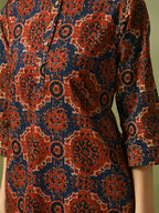 Myshka Women's Multi Printed Cotton Round Neck Party Tunic With Trousers Co-ord set | Grocsy