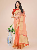Shree Shyam Fashion Florance Peach Organza Saree | Grocsy