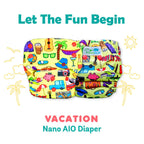 Kindermum Nano Aio Cloth Diaper With 2 Organic Cotton Inserts- Vacation For Kids | Grocsy