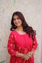 Teeya Creation Womens New Fancy Mul Chanderi With Embroidered Work Gown Set | Grocsy