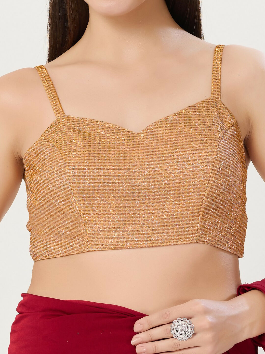Joban Fashion Women Polyester Copper Stitched Blouse | Grocsy
