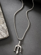 NVR Men's Silver-Plated Stainless Steel Geometric Charm Pendant With Chain | Grocsy