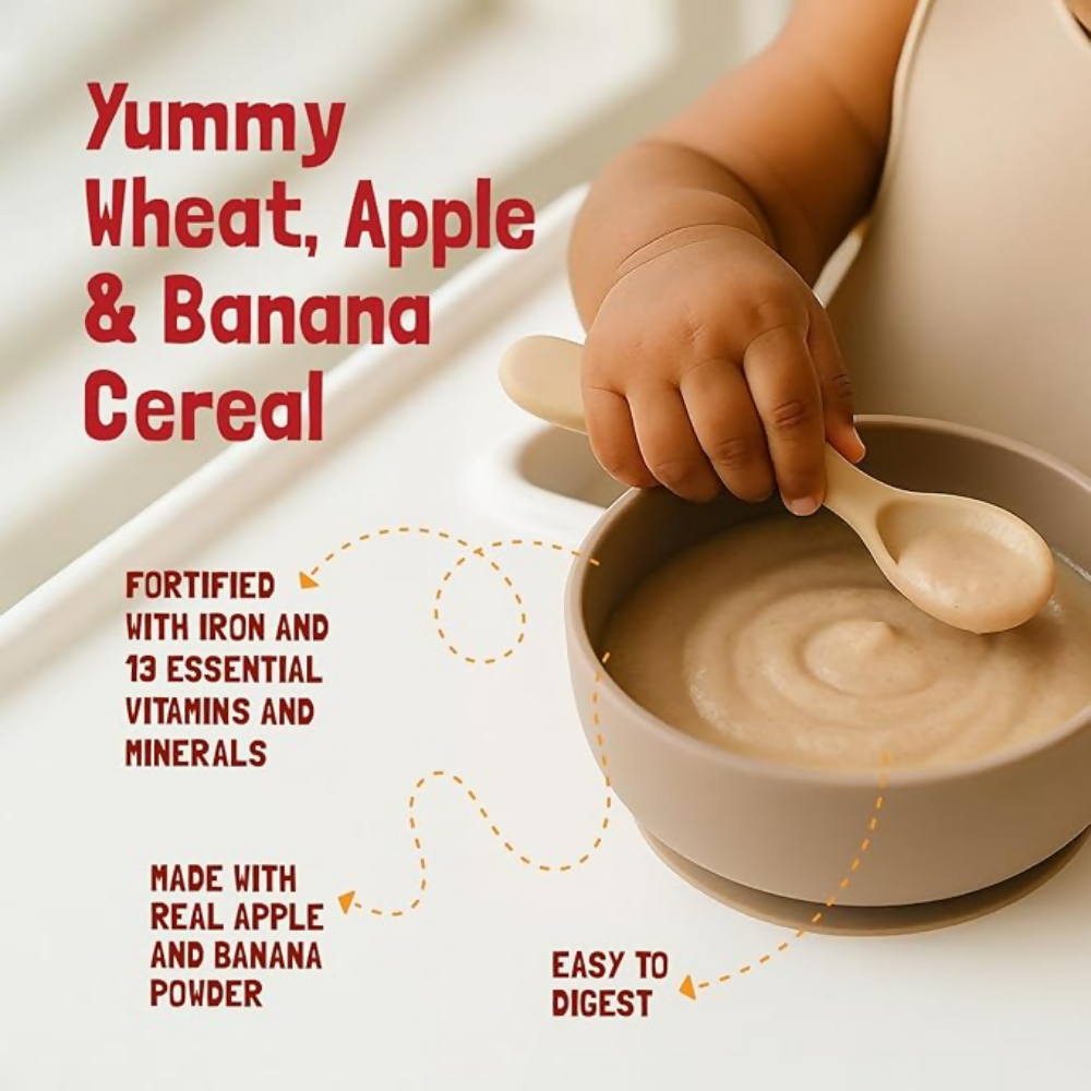 Slurrp Farm No Added Sugar Instant Wheat Apple & Banana Cereal | Grocsy