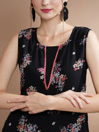 Myshka Women's Black Floral Printed Gown Dress | Grocsy