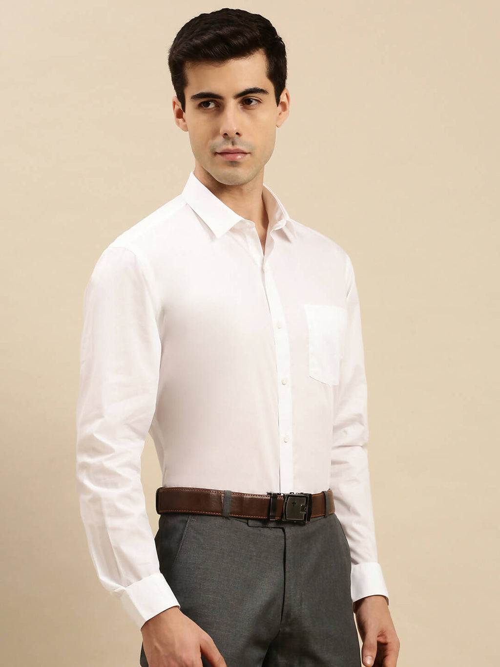 Ramraj Cotton Mens Full Sleeve White Shirt Plus Size - Cool Cotton | Grocsy