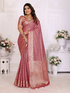 Aastha Fashion Light Pink Organza Silk Weaving Saree | Grocsy