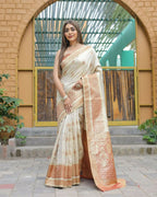 Vamsee Madhavi White Soft Silk Saree | Grocsy