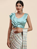 Sky Blue Pure Georgette Sequence work Ready to wear Saree with stitched Blouse - Satiksha | Grocsy
