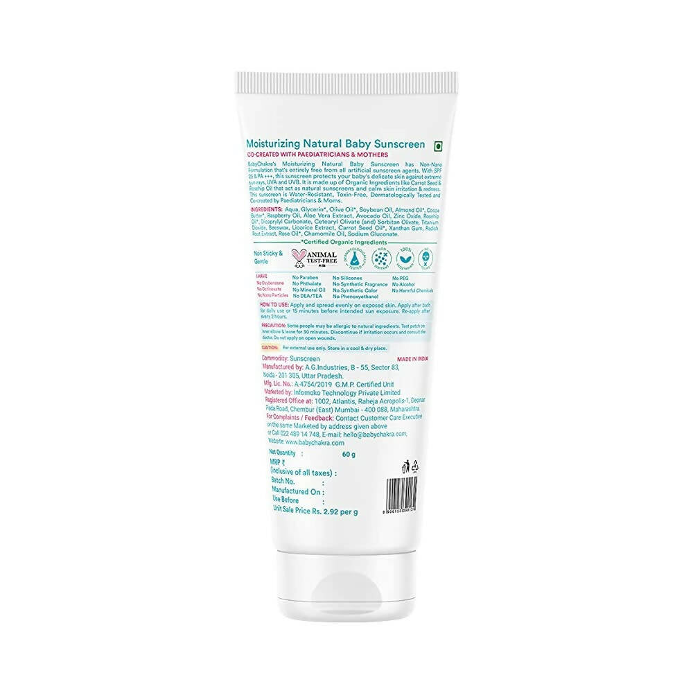 BabyChakra Moisturizing Natural Baby Sunscreen | Grocsy