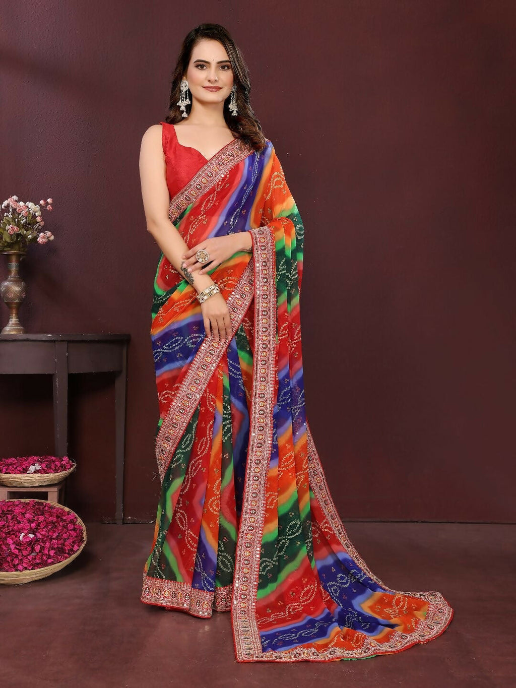 Ai Fashion Multi Georgette Digital Print Party Wear Saree | Grocsy