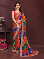 Ai Fashion Multi Georgette Digital Print Party Wear Saree | Grocsy